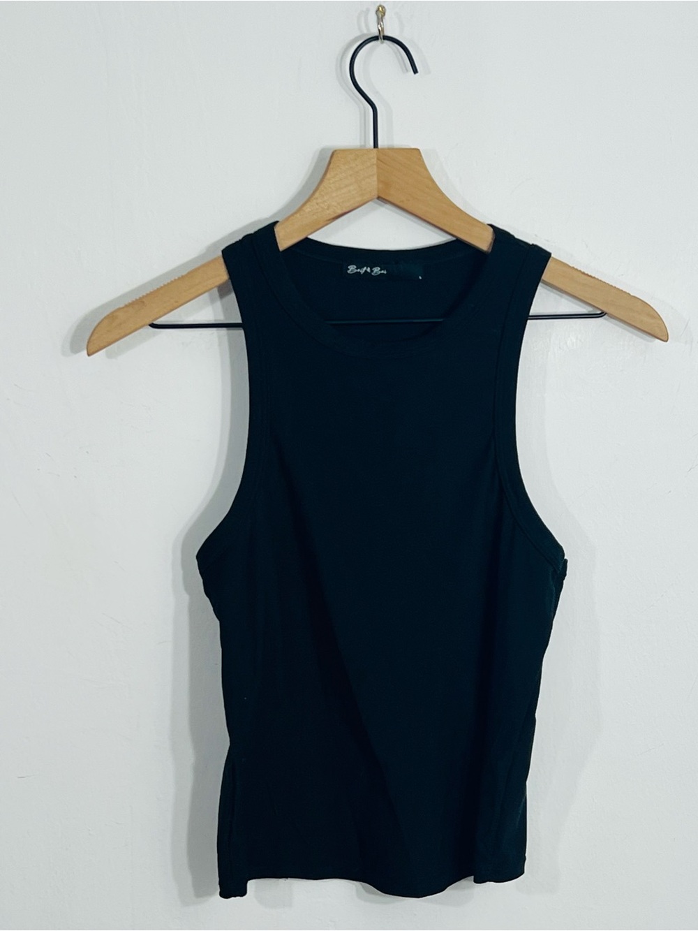 Brit & Bri Black Sleeveless Crew Neck Knit Stretch Pullover Tank Top Size L